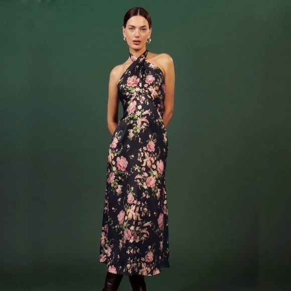 Reformation Maddison Silk Dress in Polina Floral Silk Dress size 12 NWT gown - Picture 1 of 10